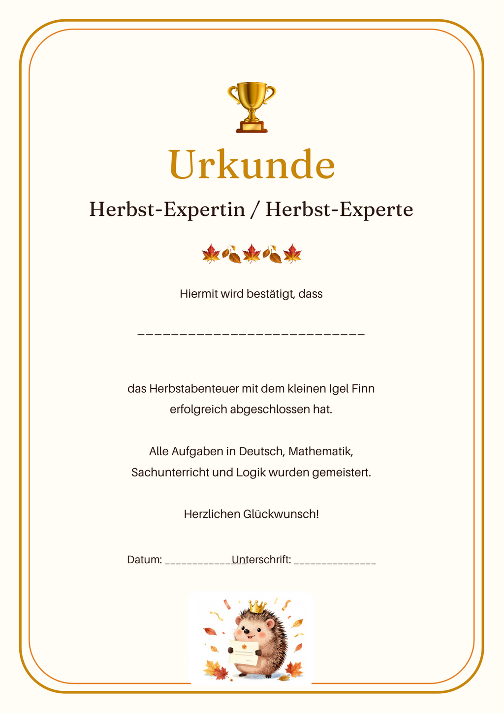 Arbeitsheft 3.Klasse Herbst