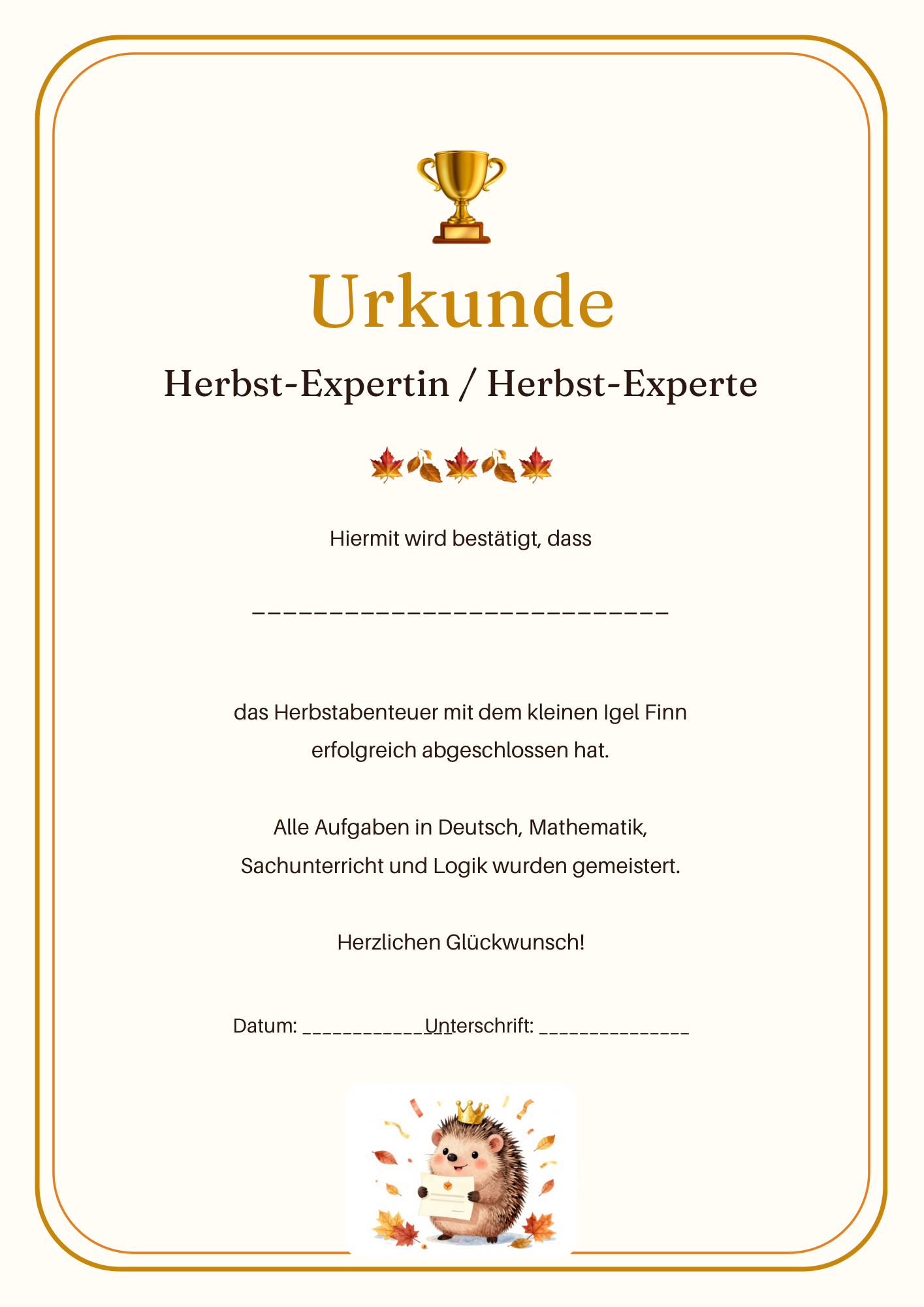 Arbeitsheft 3.Klasse Herbst