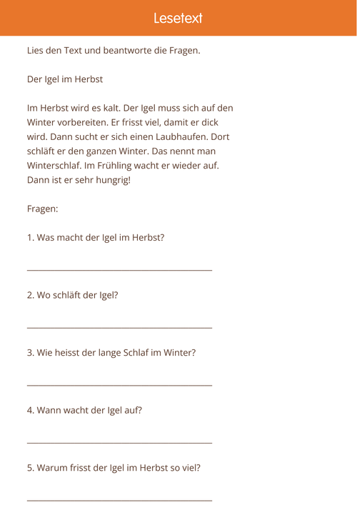Arbeitsheft 2.Klasse Herbst